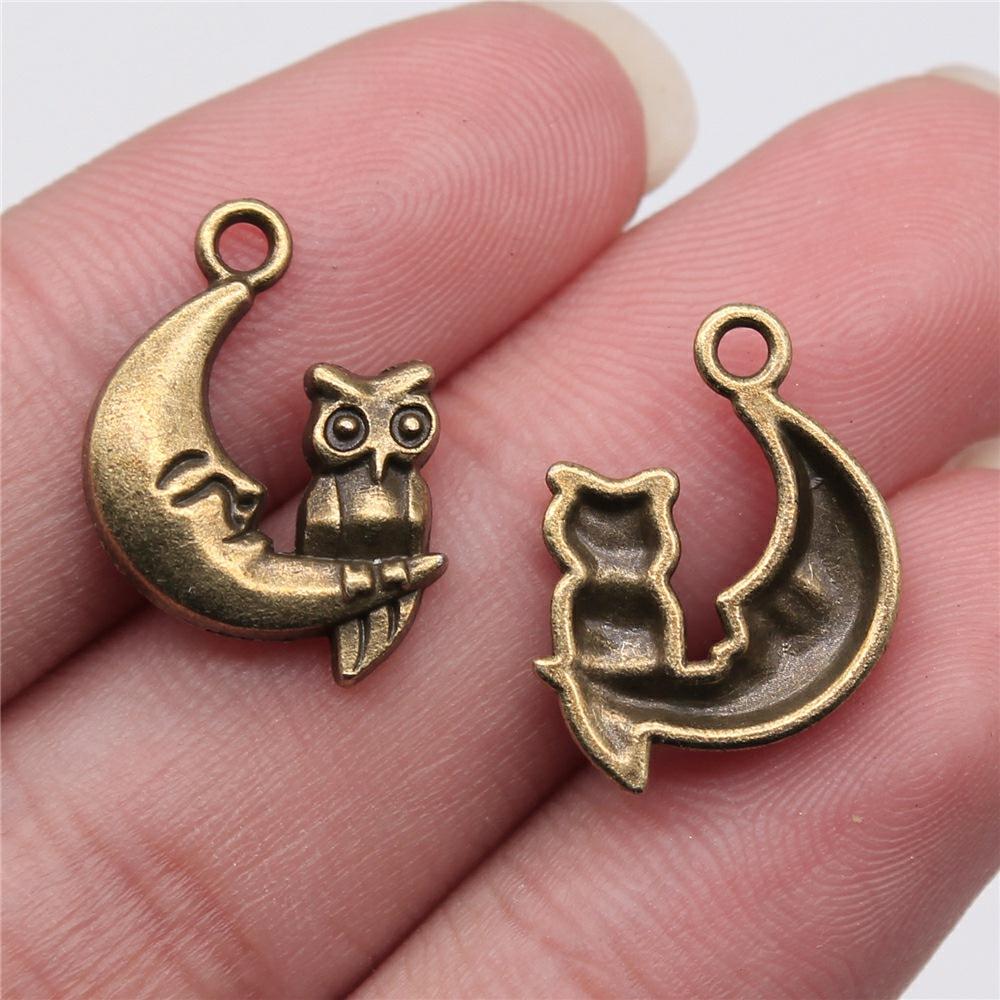 10pcs Moon Charms For Jewelry Making Antique Bronze Silver Color Pendants Making DIY Handmade Tibetan Finding Jewelry