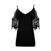 Women's Fashion Loose  Lace Hollow Sleeve Sling T-shirt Top Blouse