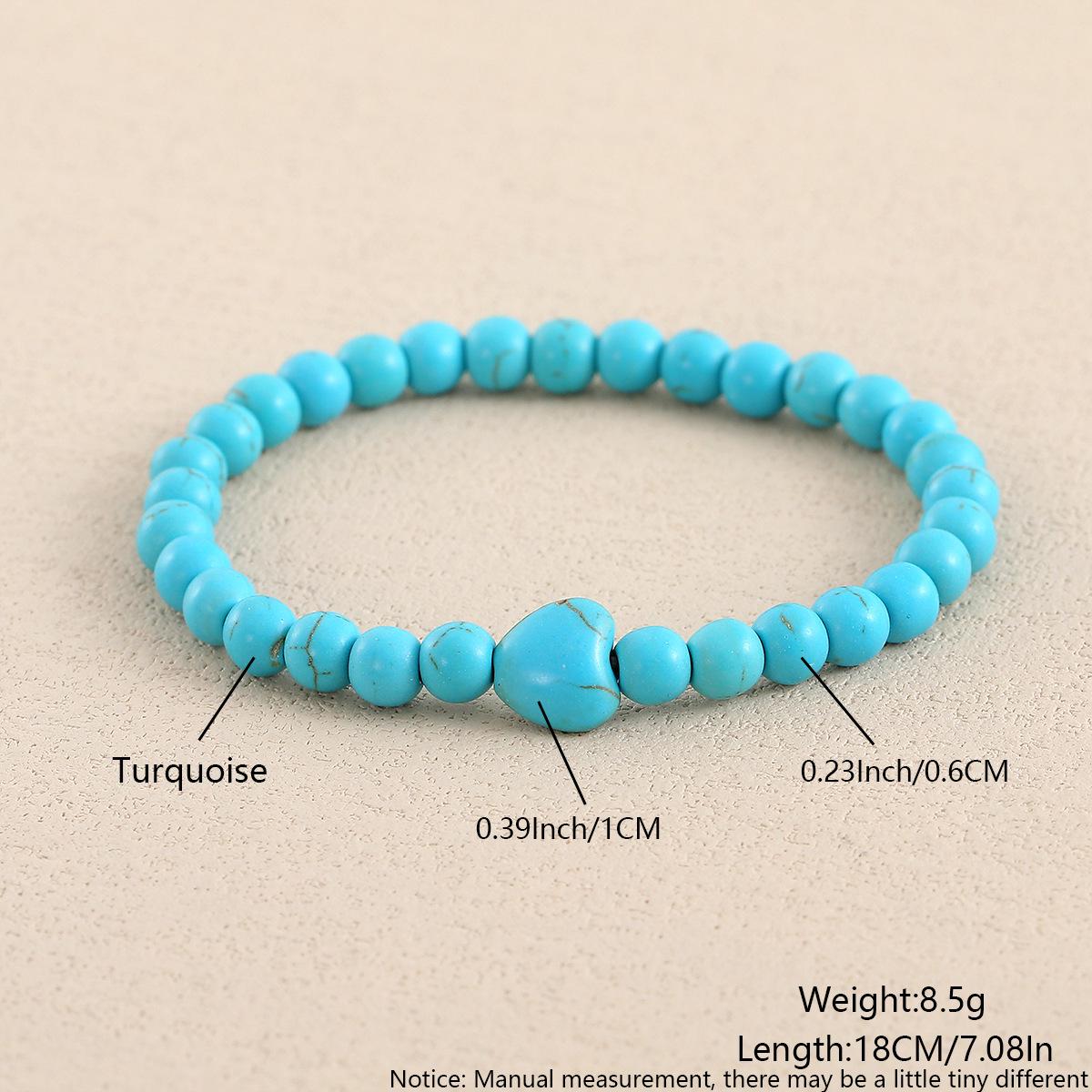 

Бирюзовая серия Геометрический эластичный браслет из шнура - Браслет из натурального камня для пары, с бусинами, для мужчин и женщин