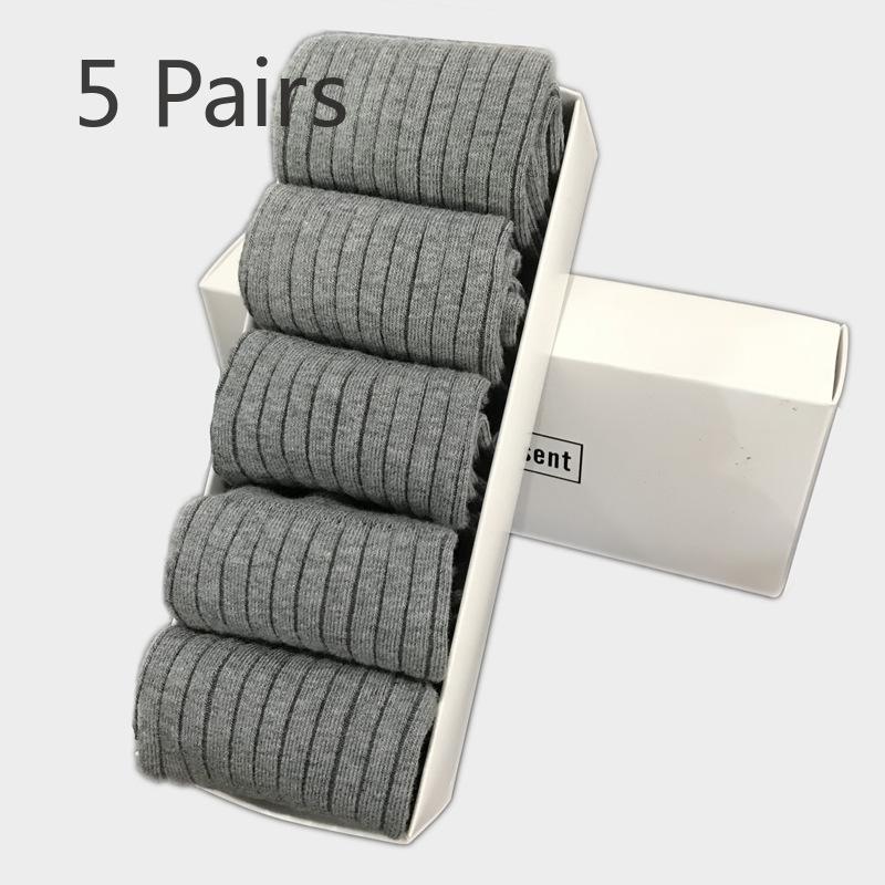 

5 пар мужских полосатых хлопковых коммерческих носков-труб на весну и осень 5 pairs серый