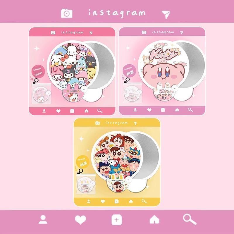 Cartoon Reflector Folding Fan Crayon Xiaoxin Portable Circular Fan Summer Cute Small Fan Portable Storage