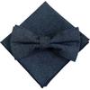 [Nanairo Bow Tie Specialty Shop] Denim Indigo Blue [Bow Tie and Pocket Square 2-Piece Set for Men - One-Touch, Formal, Jeans, Casual, After-Party,