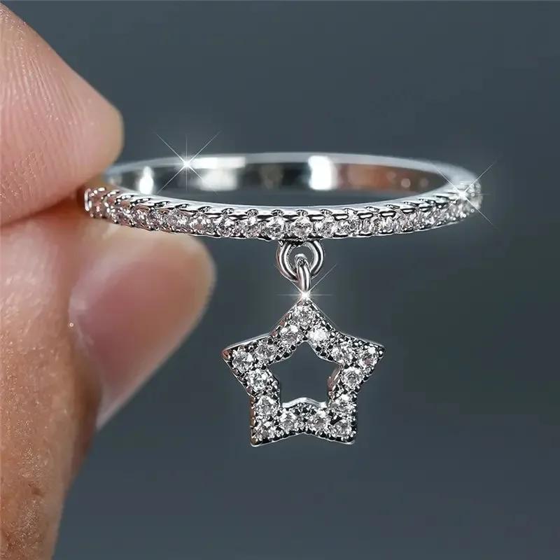 

Elegant Five-Pointed Star Cubic Zirconia Ring for Women Fashionable Wedding Party Zircon Brides Temperament Accessory 6