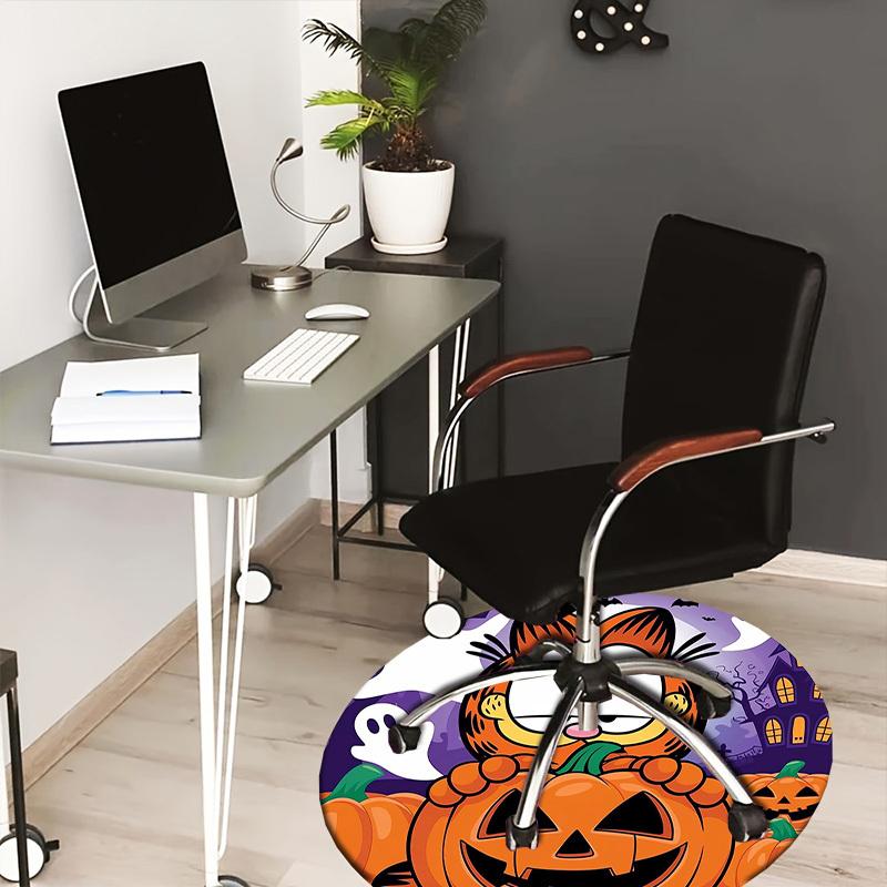 

1pc Halloween Garfield pumpkin Round carpet, Made of Polyester,Perfect for Decorating Office Chairs, Living Rooms,fplt224 80cm by 80cm