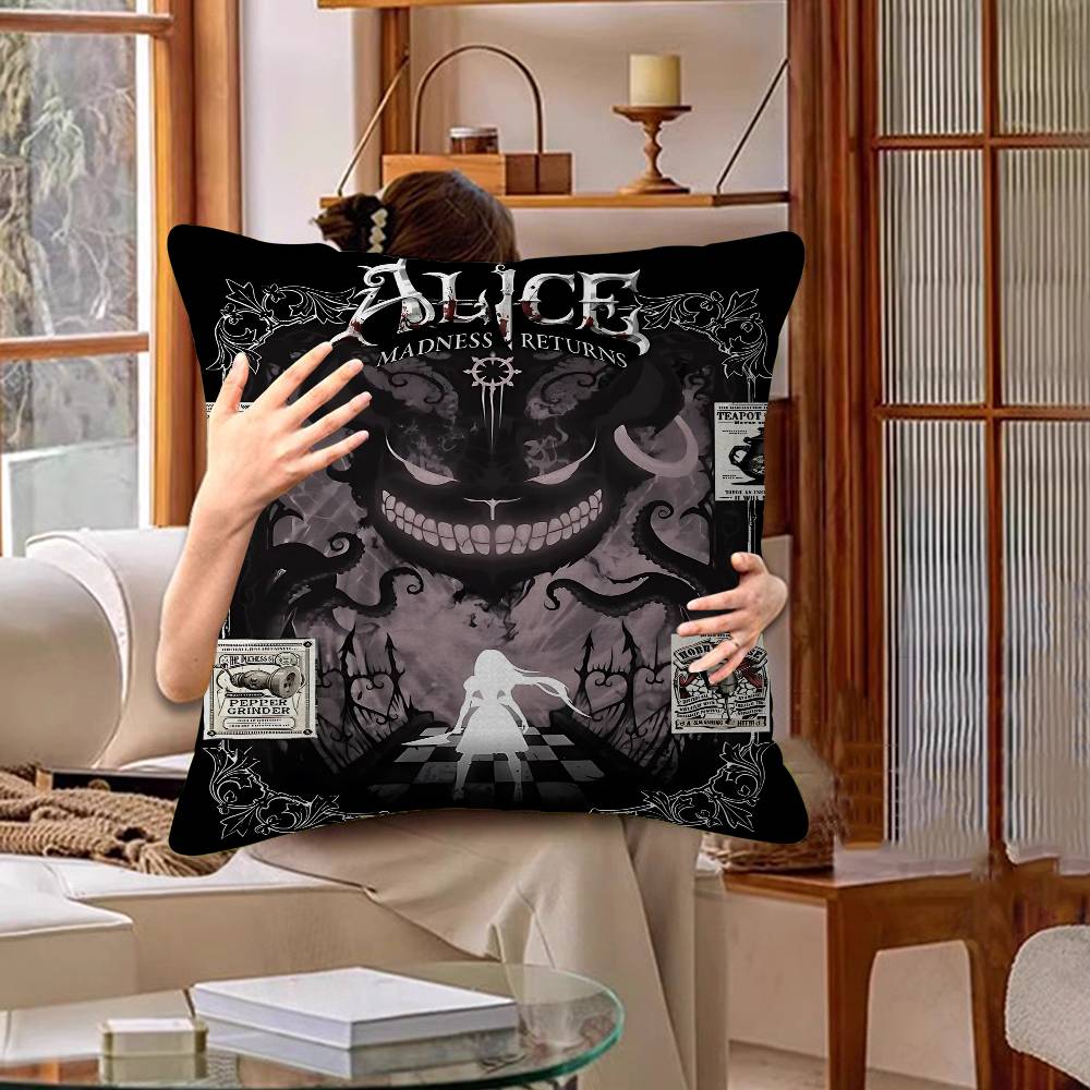 A-Alice M-Madness R-Returns Classic Cushion Cover Car Throw Pillow Case For Sofa Car Christmas Gift 40X40Cm 45X45Cm