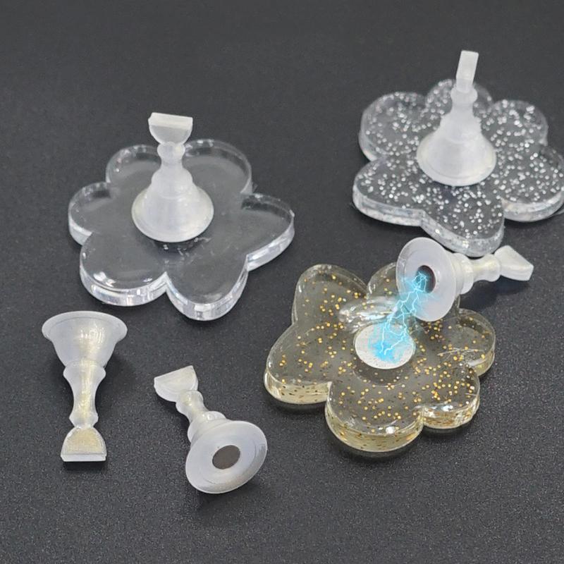 5Pcs Magnetic Nail Holders Practice Display Stand False Nail Tips Manicure Tools For Beginners Glitter Sequins Flower