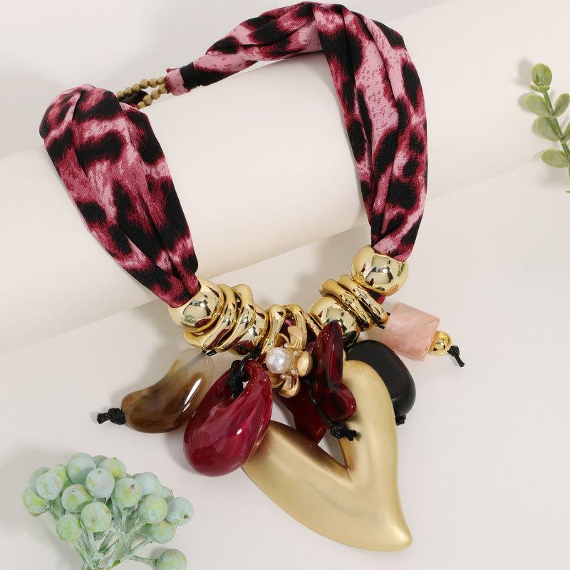 European, American Bohemian style woven rope necklace, ethnic style flower shape with earth color flower pendant, neck chain.