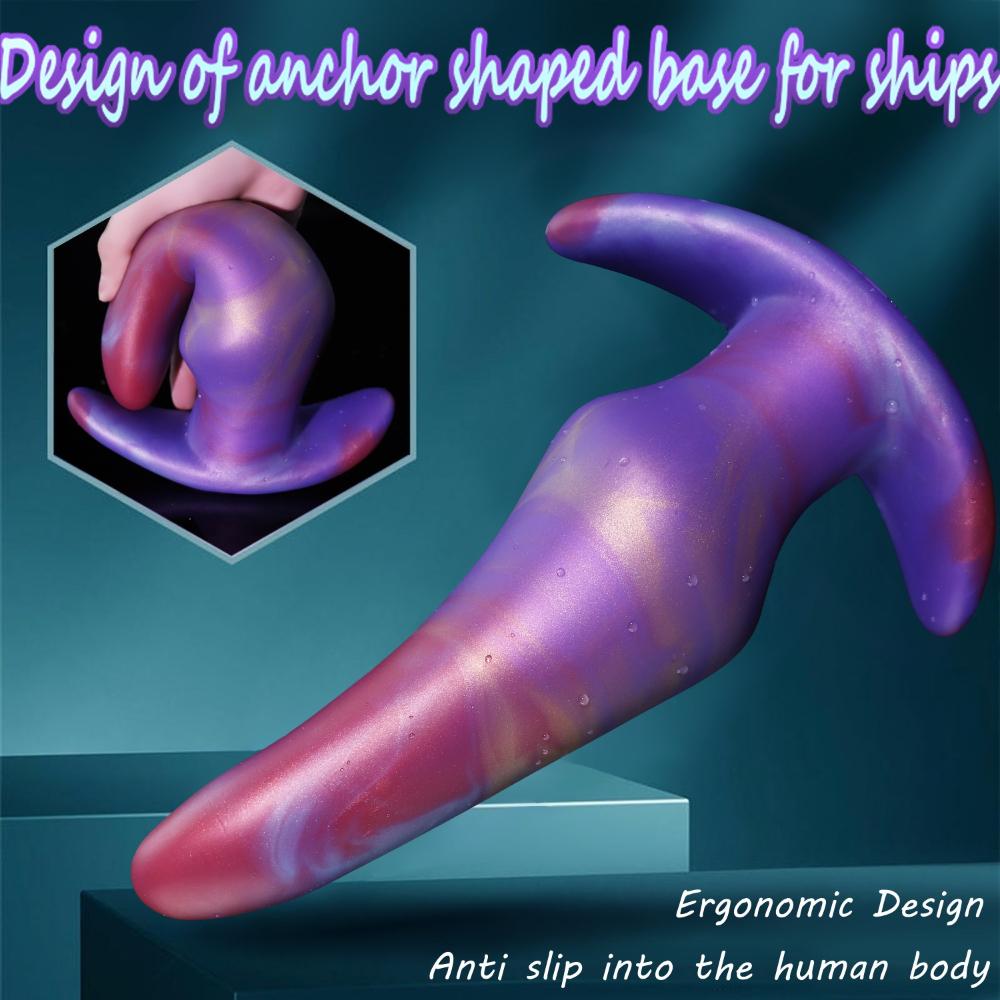 Liquid Silicone Anal Plug with Anchor Base - Realistic Dildo for Anal Training, Butt Plug Sex Toy for Men and Women