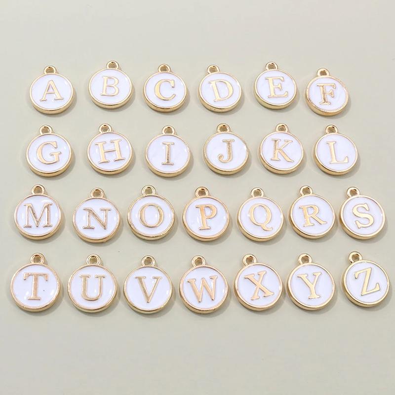 26pcs 12x14mm A-Z Letter Charms Enamel Alphabet Initial Letter Charms Pendant Handmade DIY Bracelet Jewelry Making Accessories
