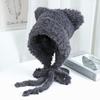 Die neue Katzenohren-Doppelschwanz-Plüsch-Strickmütze für Herbst und Winter ist niedlich, modisch, warm, ohrenschützend und gesichtsbetonend. Kleine Wollmütze