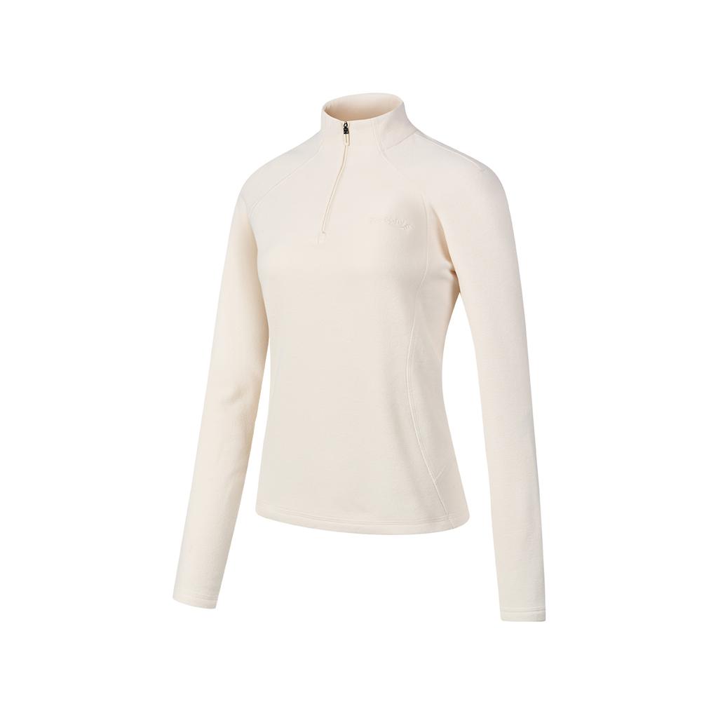 SAUCONY Sports Lifestyle Pullover Long Sleeve Solid Half Zip Sweatshirt Women Sweatshirt Oatmeal-White SC1240156A-WT30