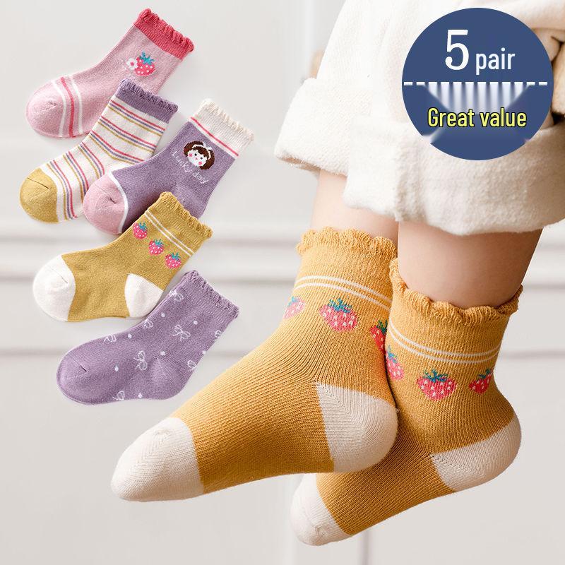 Herbstliche Wadenlange Cartoon-Socken für Kinder, Alter 1-3, Jungen & Mädchen