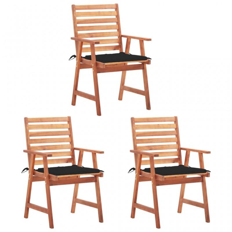 Day and Night - Day and Night Garden Dining Chairs 3 Units Solid Acacia Wood and Cushions