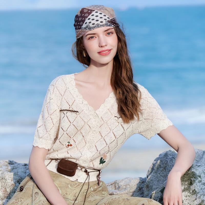 Betu Women's Diamond Hollow Knit Short Sleeve Top