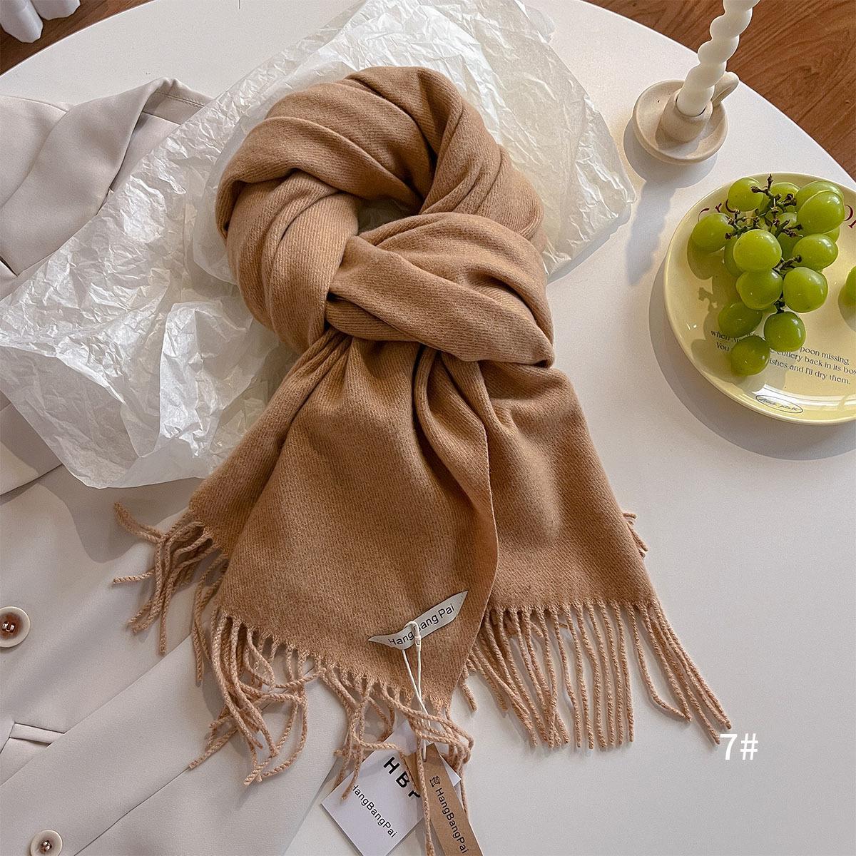 

Fashion Cashmere Scarf Warm Winter For Women Korean Knitted Solid Double Sided Wraps Neckerchief Bufanda Travel Echarpe 65x195cm