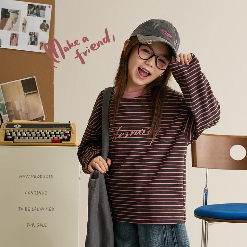 Girls Strawberry Milk Stripe Long-Sleeve T-Shirt 100