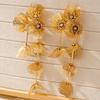 New Light Luxury Metal Diamond-set Exaggerated Long Fringed Flower Earrings Creative Temperament Flower