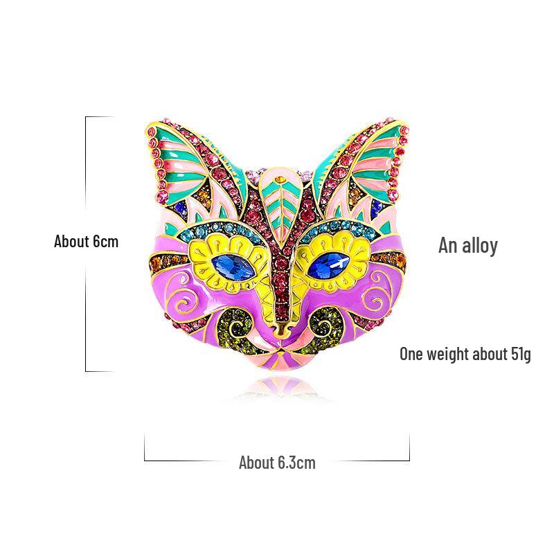 Vintage-Style Retro Cat Mask Brooch: Fashionable Corsage Pin for Women