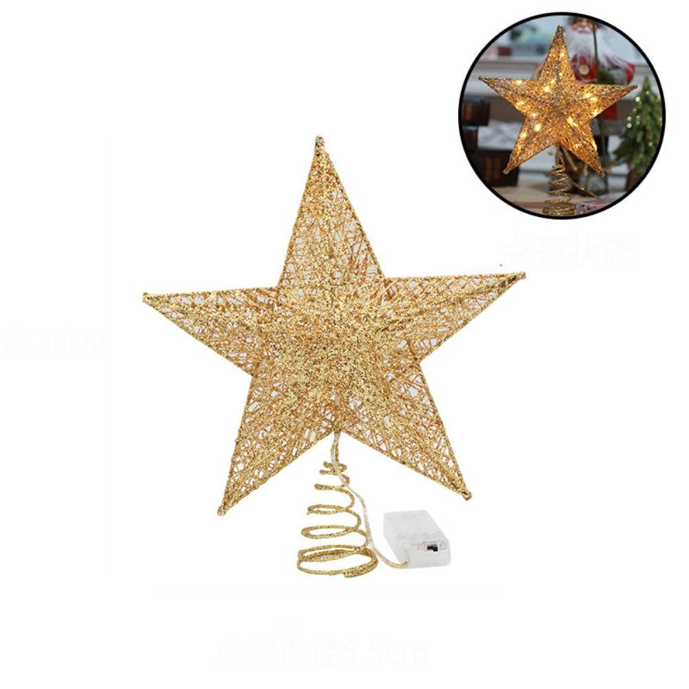 with Lights LED Christmas Tree Top Five-pointed Star Lighted Tree Topper Creative Lighting Props