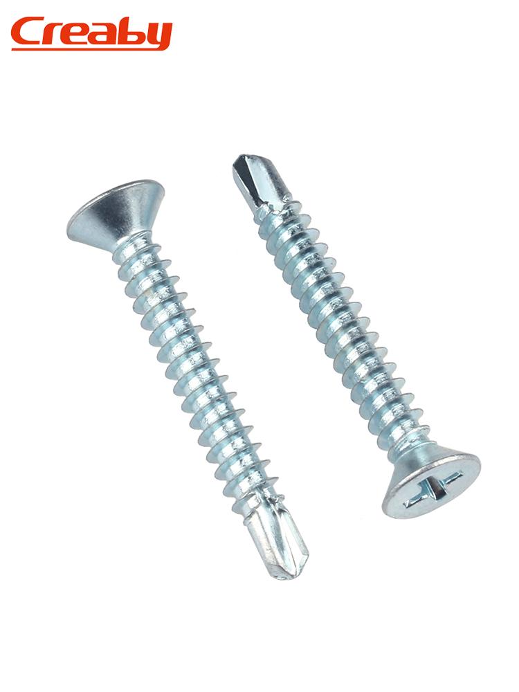 Blue-White Zinc Phillips Flat Head Self-Drilling Screws: Countersunk M3.5/M4.2/M4.8 Swallowtail Nails