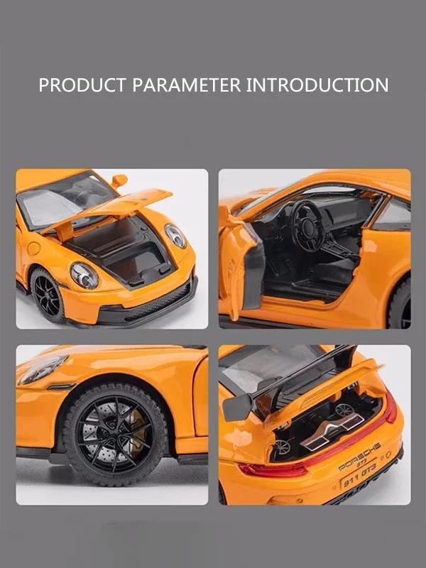 1:32 Porsche 911 GT3 Supercar Alloy Car Model With Pull Back Sound Light Children Gift Advanced Car Model Collectibles