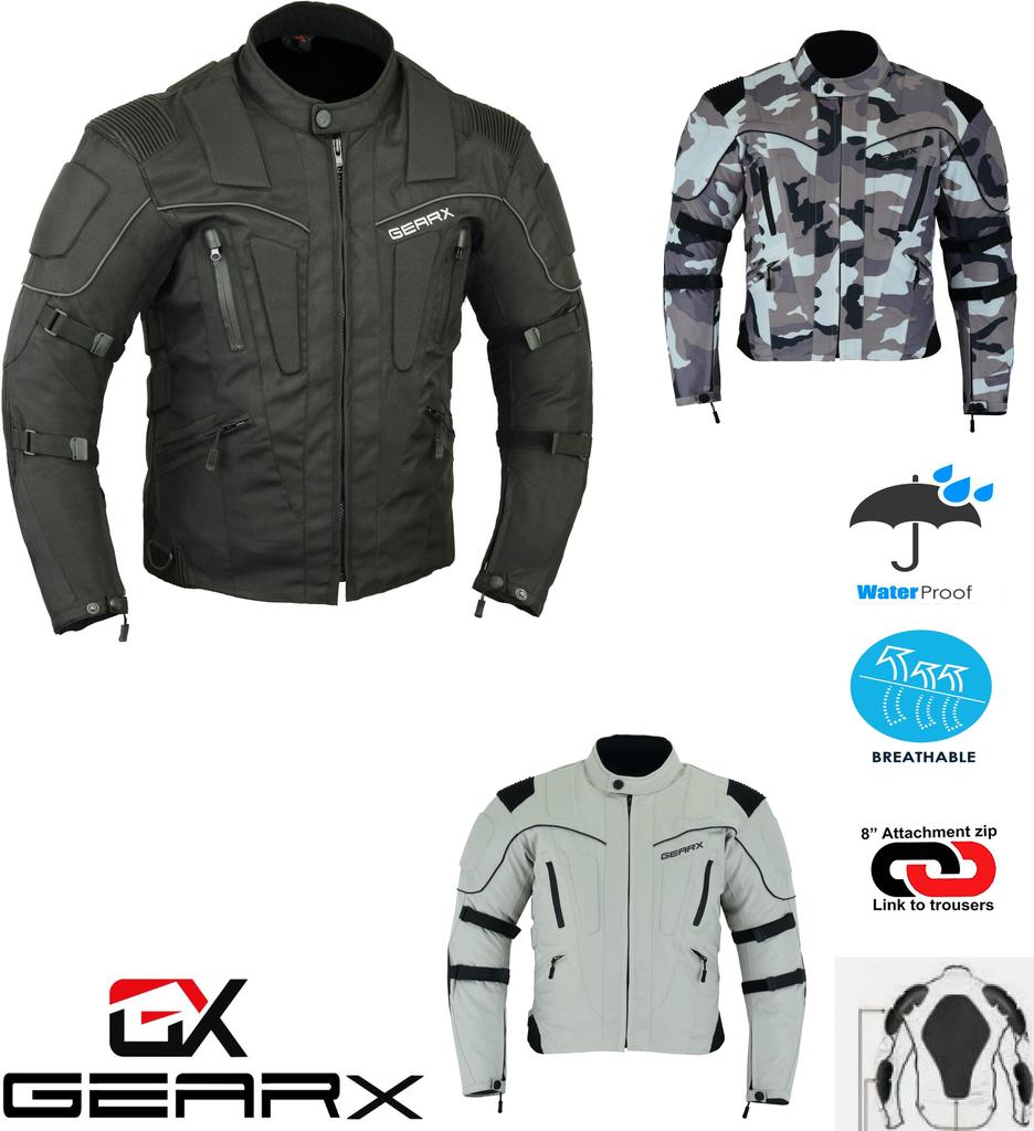 GearX Storm Motorcycle Jacket Vented Breathable Biker Coat