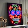 Neon Effect Skull Posters and Prints Modern Painting Wall Art Pictures for Living Room Game Room Home Decoration Gifts
