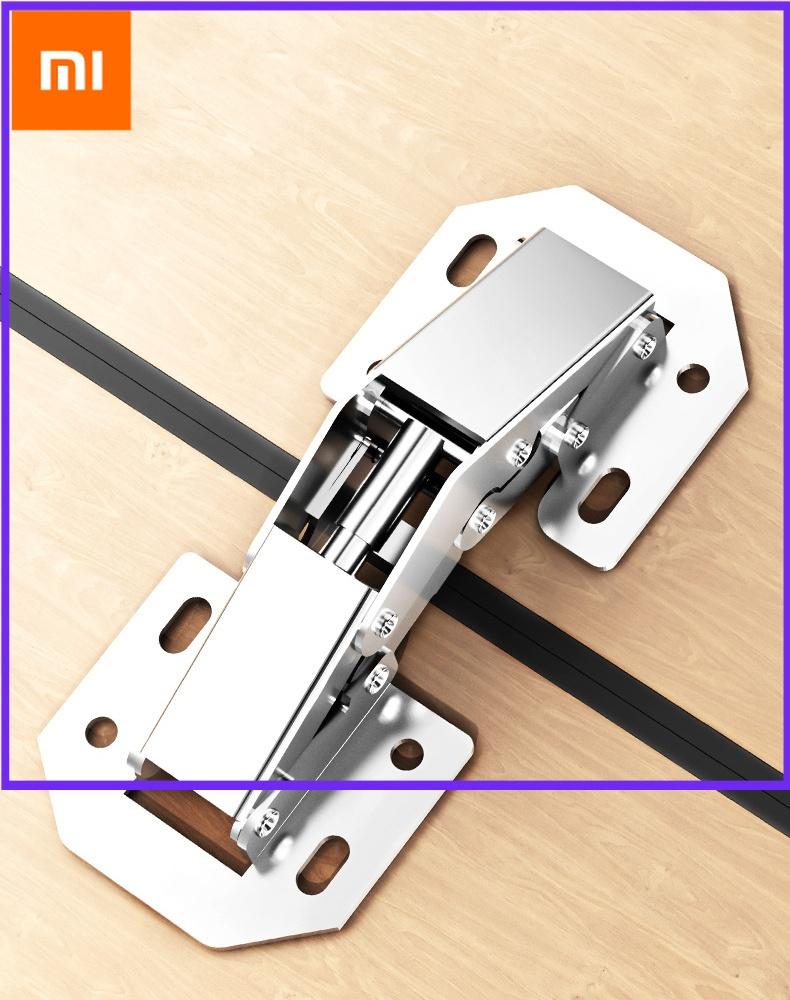 Xiaomi Stainless Steel Cabinet Hinges 90 Degree No-Drilling Hole Cupboard Door Buffer Hinges Furniture Cabinet Hardware Kits