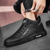 Cotton Shoes Men Boots Autumn High Top Leather Casual Shoes Fashion Flat Ankle Boots Business Outdoor Shoes Man Sneakers New