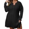 Plus-size Women's V-neck Knitted Sweater Solid Color Dress Autumn and Winter Woolen Dress