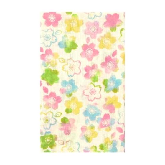 Hamamonyo Tenugui Towel - Dreamy Sakura Off White, Watercolor Touch, Cherry Blossom Pattern, 100% Cotton