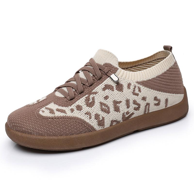 Women's shoes summer breathable soft sole soft sole comfortable casual shoes fashion leopard print versatile mother shoes