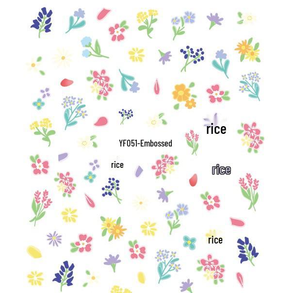 3D Embossed Floral Nail Art Stickers - Fresh Flower DIY Adhesive Decor for Nails & Phones
