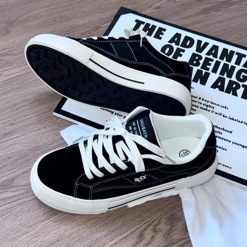 

Fashion Puffy Tongue Skate Shoes Suede Vulcanized Sneaker Men Women Chunky Casual Shoes Breathable Durable Shoes Anti-slip sole 44 чёрный