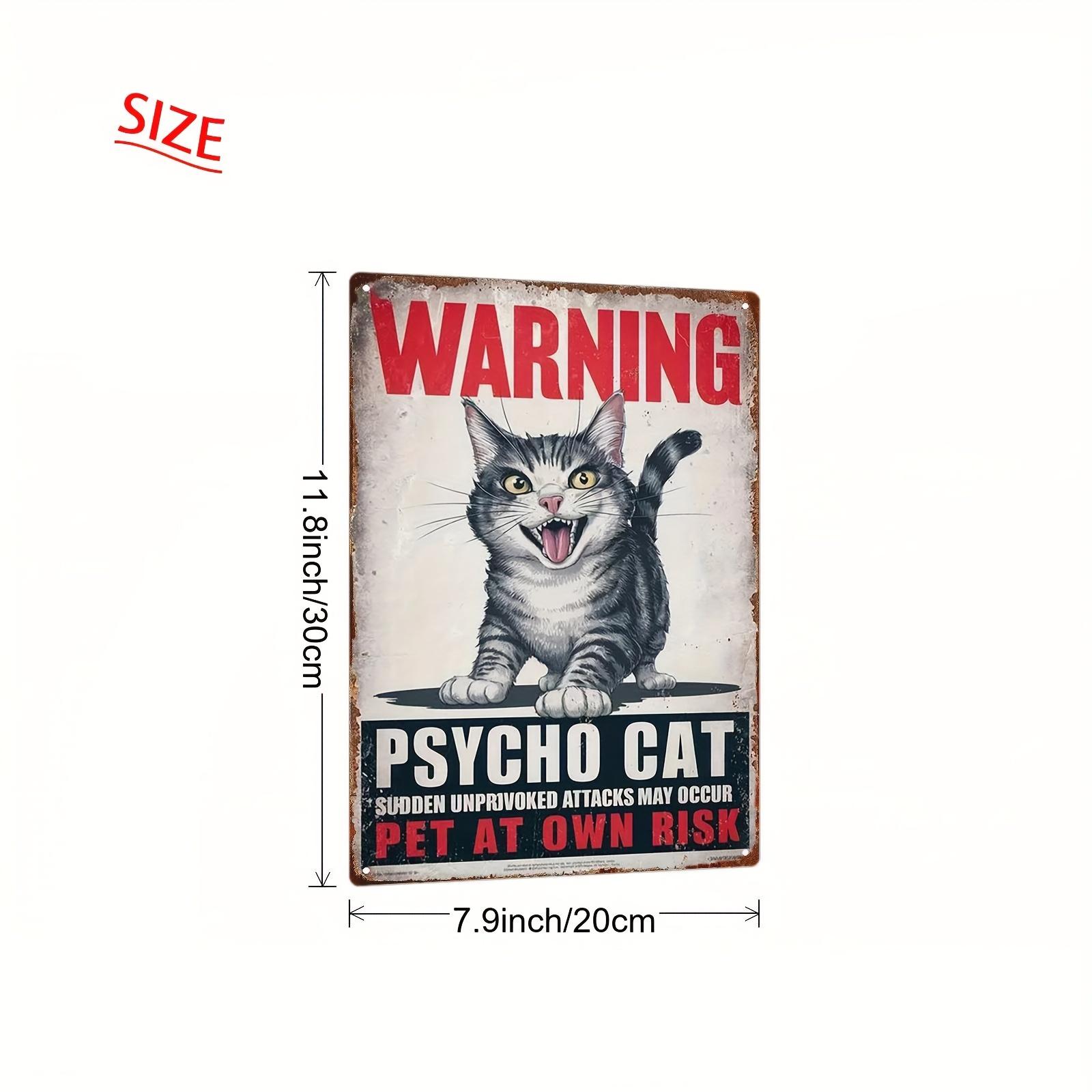 

Funny Spirit Cat Warning Metal Sign x Vintage Iron Wall Art for Home Bar Cafe Decor 20x30cm（7.8x11.8inch）