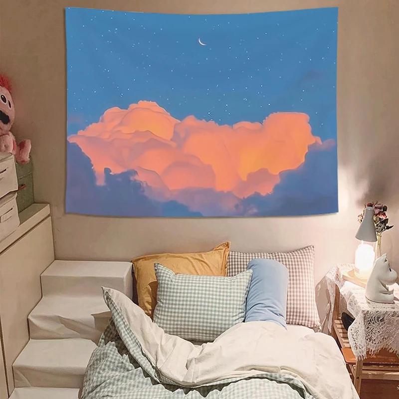Sunlit Tulip Garden Tapestry  Vibrant Pink Flowers  Sparkling Water  Unique Wall Art for Home Decor Living Room  Gift Idea
