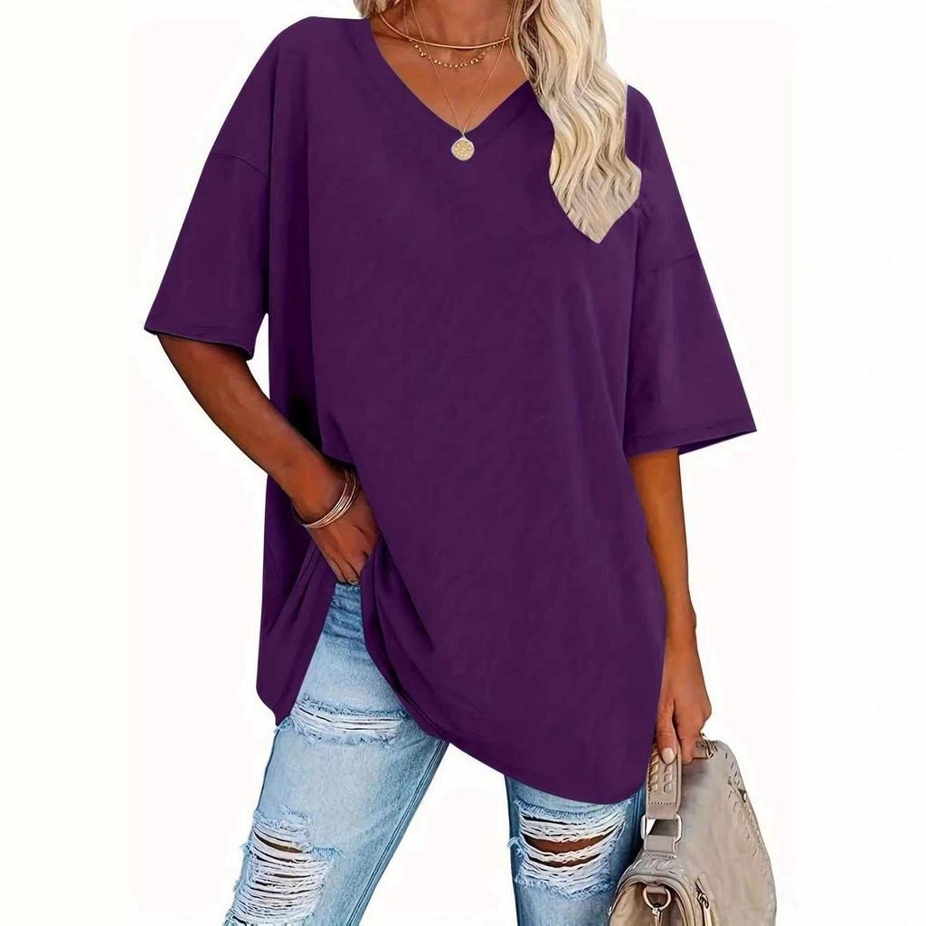 Damen Übergröße Lockeres Lässiges Rundhals-T-Shirt - Neuer Stil