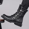 High-top British-style Black Work Boots Men Autumn Winter New Designer Platform Shoes Male Motorcycle Riding Leather Boots Man
