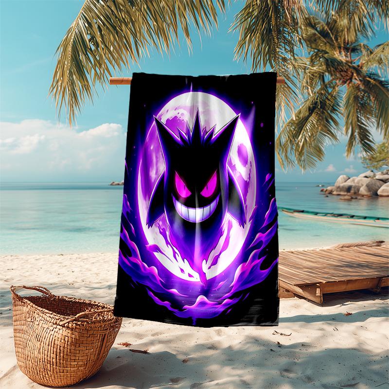 Beach Towel with Pokémon Gengar Pattern - soft,absorbent,machine washable Lightweight&Modern,swimming,Travel Essentials
