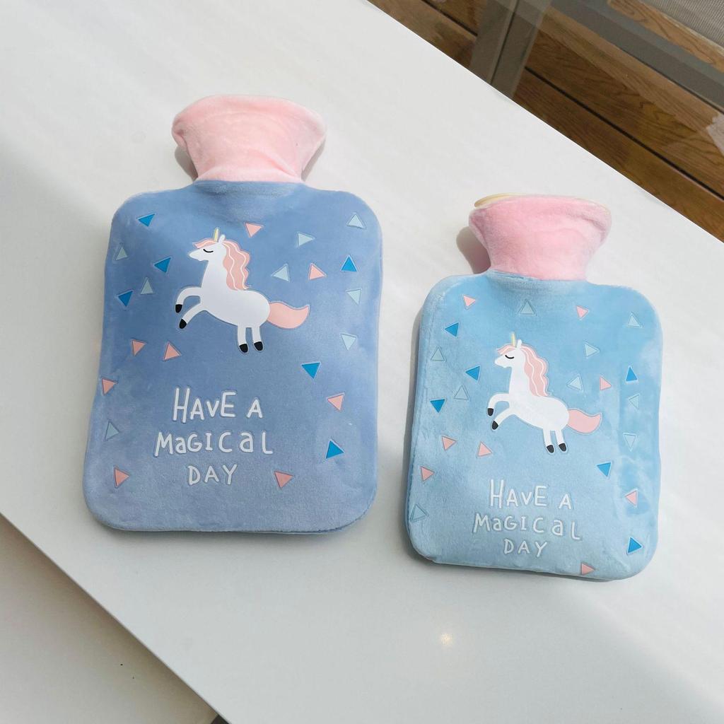 Bolsa de Água Quente Pelúcia Pelo de Coelho Estilo Coreano Extra Grande - Aquecedor de Mãos Compressão Quente PVC.