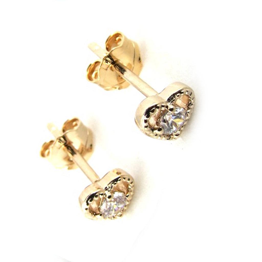 Les Trésors De Lily [N0013] - Gold Plated Earrings 'Love' White Gold - 5x5 Mm