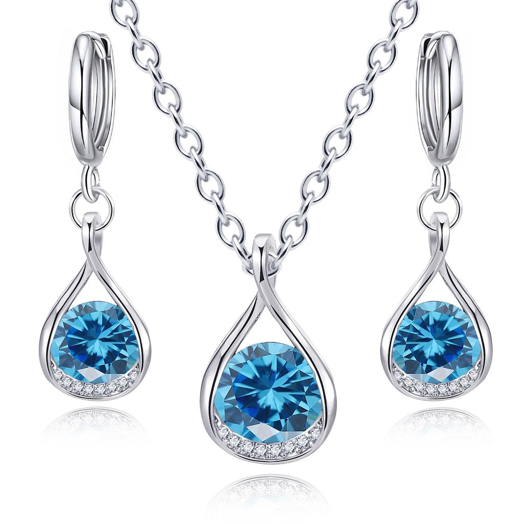 New gemstone niche high-end elegant necklace and earring set with crystal pendant jewelry