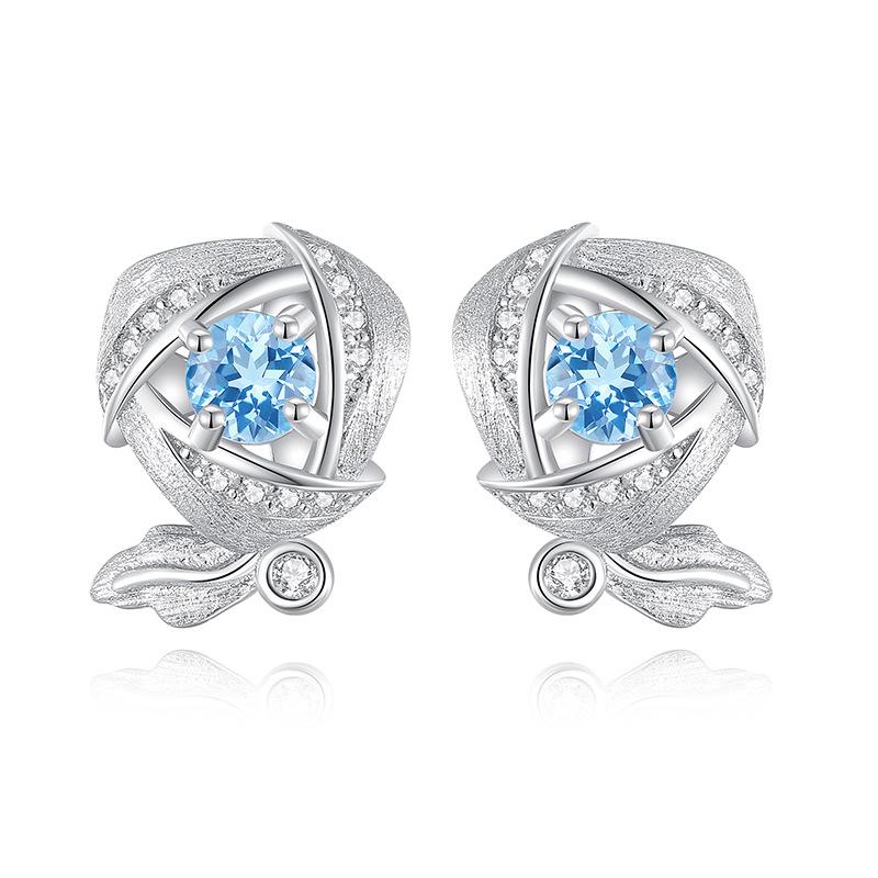 S925 Silver Star Jewelry Set, Natural Crystal Necklace Ring Earrings for Women