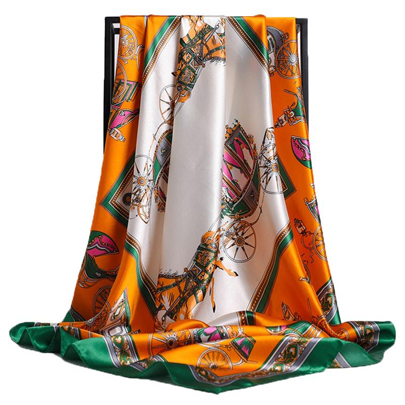 Europe And America Square Shawls Four Seasons Popular Silk Scarves Luxury Style Sunscreen Kerchief New Fashion 90X90CM Headcloth