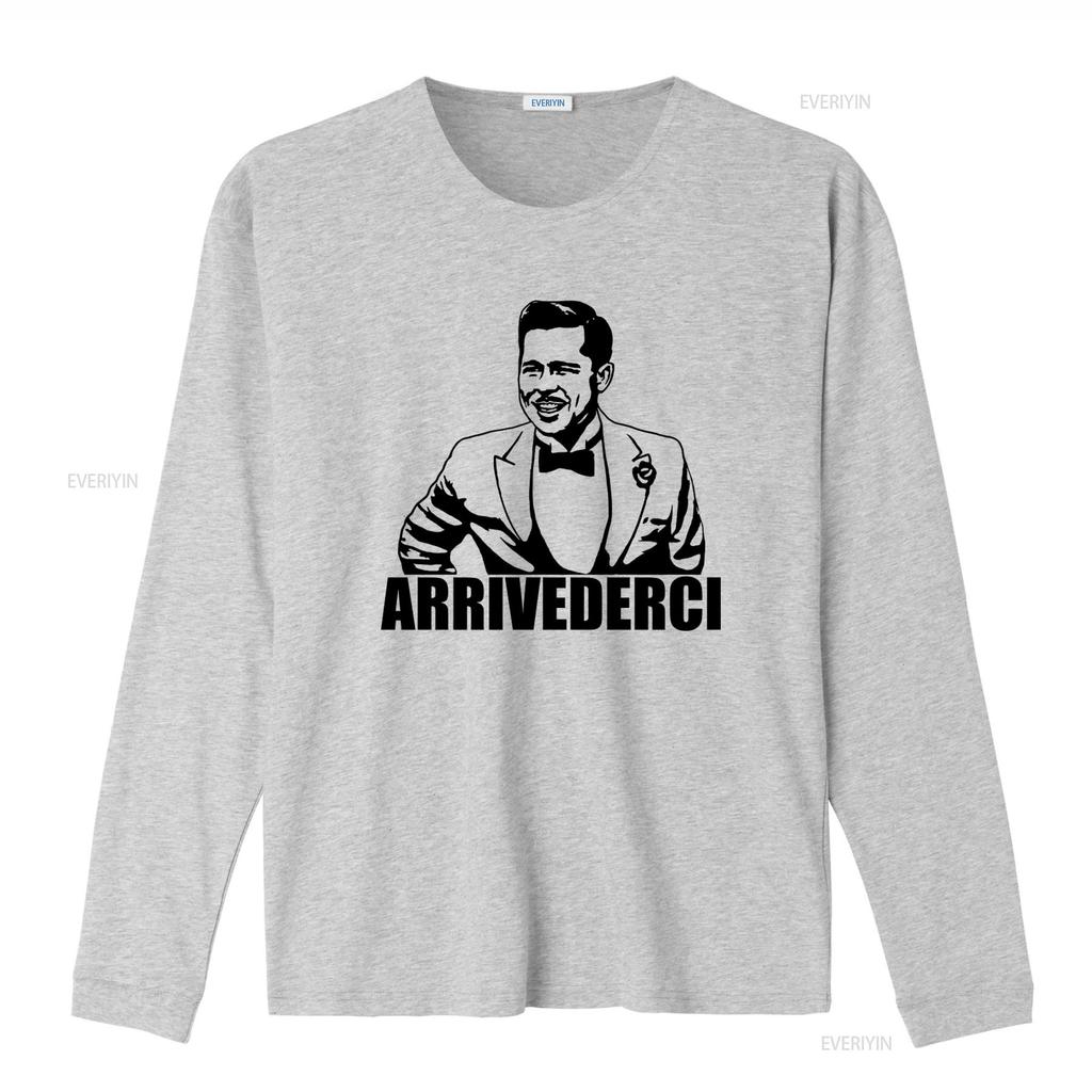 Stylish Arrivederci T Shirt for Men Classic Design with Elegant Suit Print vintage Washed fashion Casual Top For Everyday Wear