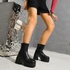 Moda Damskie Punkowe Botki na Grubym Obcasie Czarne Gotyckie Botki na Platformie na Wysokim Obcasie Modne Designerskie Buty Nowe Fajne Damskie Botki do Połowy Łydki Street