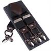 Mode Y-vormige bretels leer 6 clips Bretels Heren Vintage Casual Suspensorio Tirante Broekriem Cadeau voor Vader/Echtgenoot 3.5*120cm