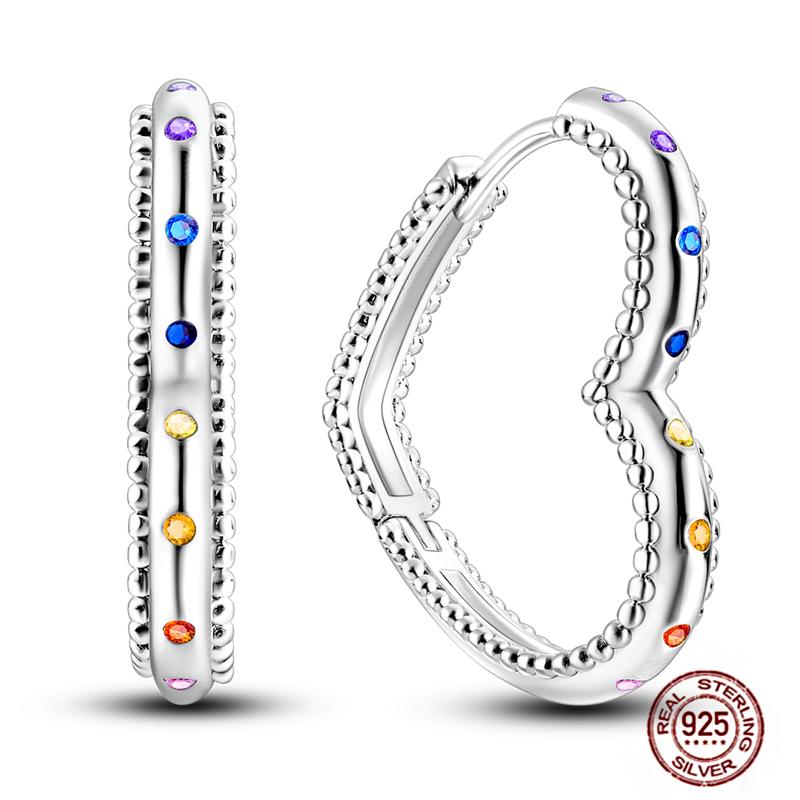 Hoop Earrings for Women Sparkling Pave CZ Heart-shaped Series Round Love Fit Original Wedding Drop Earring Jewelry