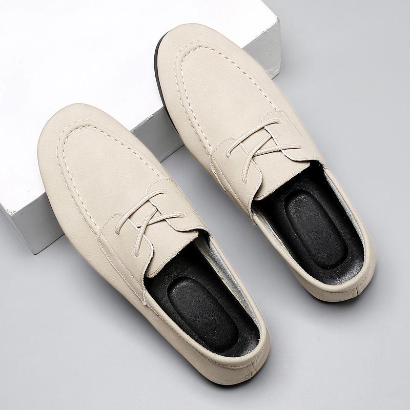 Men s Casual Leather Loafers - Soft Sole, Slip-On, Handmade 40 бежевый