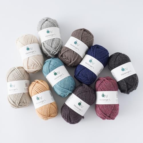 Knitworm Melange Garn, 10 Knäuel, Extra Dick, 30g (45m), 60% Wolle, 40% Acryl (Grau)